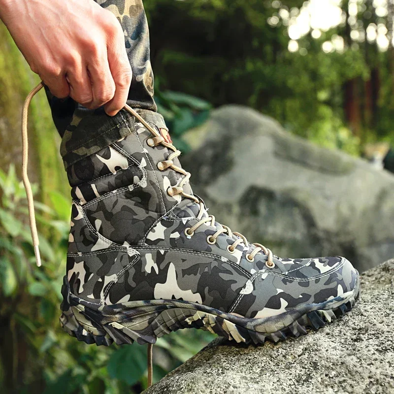 Bota de camuflaje para hombre, botines impermeables de lona de alta calidad, combate táctico, desierto, primavera 2024 - imagen 4