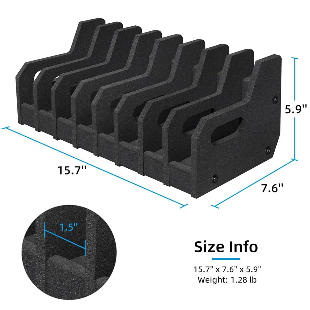 Estante para pistola con 8 ranuras, estante de exhibición para pistola de espuma, soporte para revistas Glock, almacenamiento de pistola, soporte para arma de espuma EVA suave - imagen 5