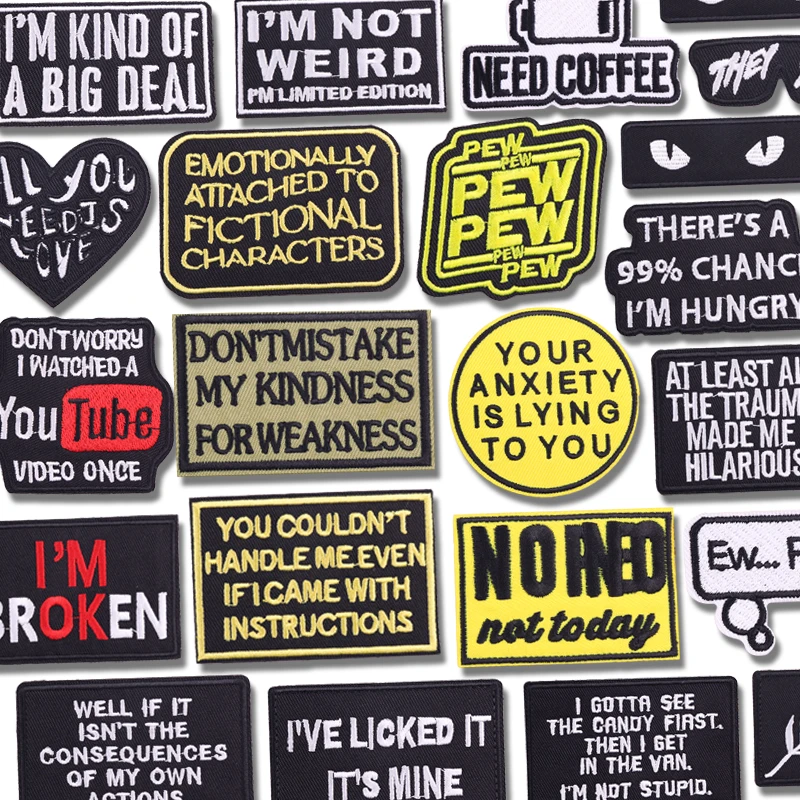 Parche bordado con eslogan de letras DIY, parches para planchar para ropa, chaquetas, sombreros, mochila, insignias bordadas, pegatinas de costura de letras