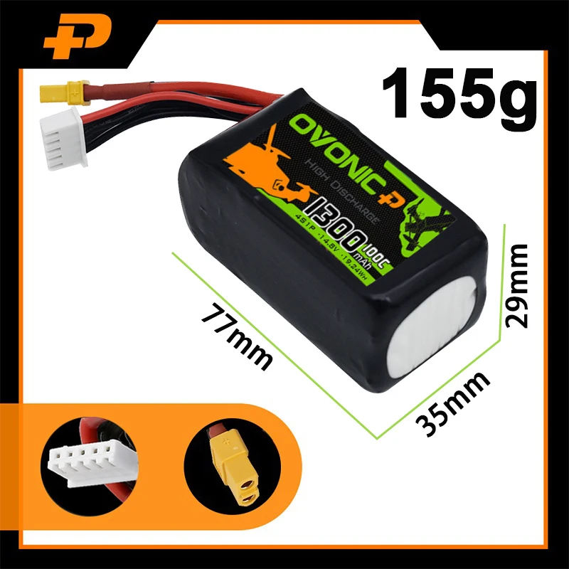 Batería Lipo de 1300/1550mAh, 100/120C, 4S, 14,8 V, para helicóptero RC, cuadricóptero, FPV, piezas de Dron de carreras, batería recargable de 4S - imagen 3