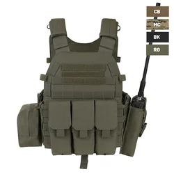 KRYDEX Chaleco táctico modular MOLLE con portaplacas y radio airsoft