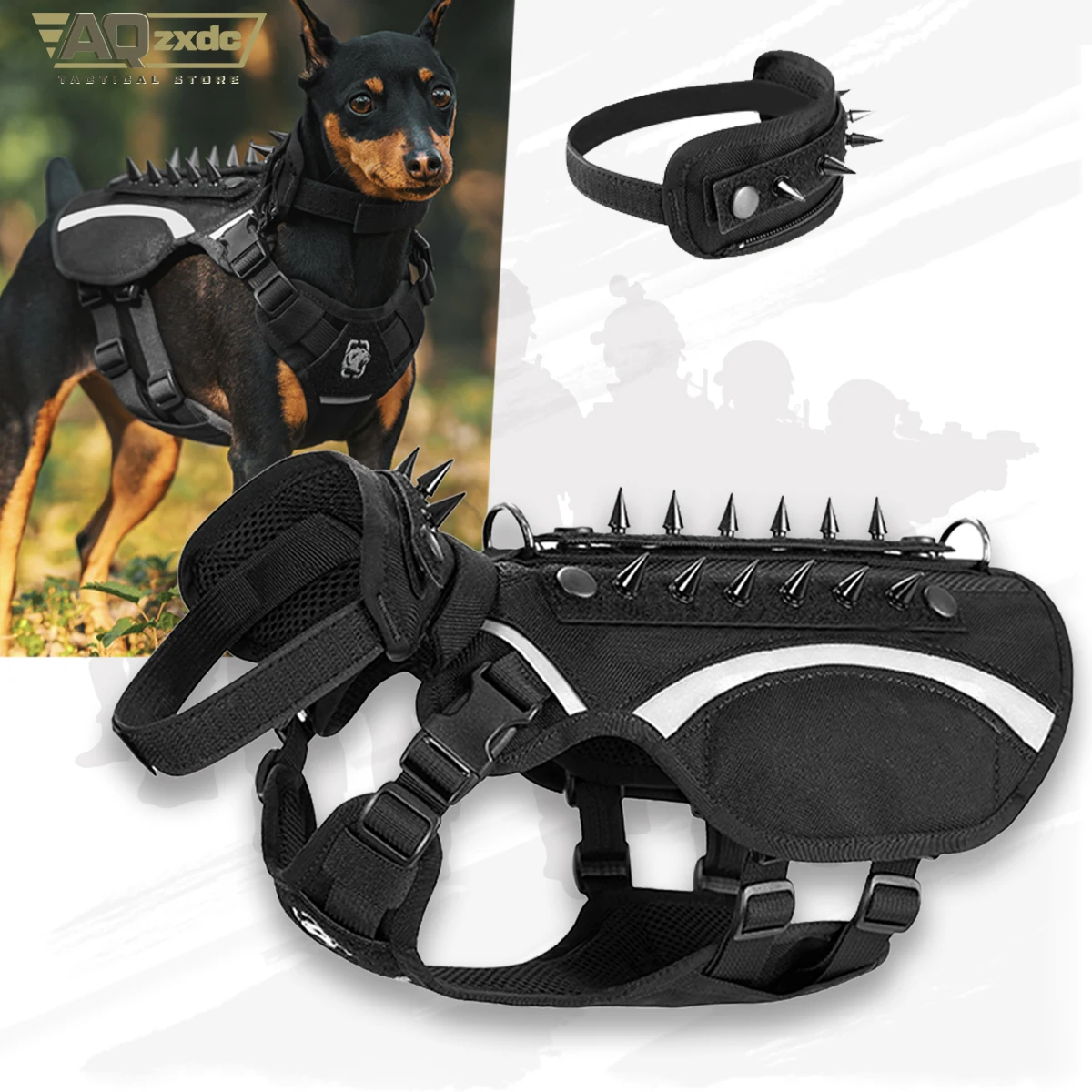 AQzxdc K9 Arnés para perros Correa táctica Estilo de chaleco para caminar al aire libre Perros pequeños y medianos