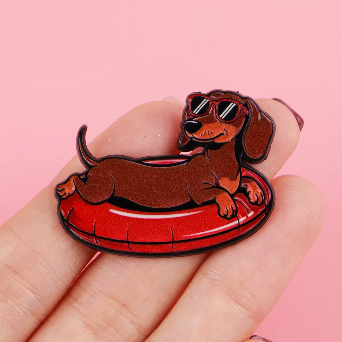 Pin esmaltado perro salchicha – Broche metálico para solapa o mochila - imagen 5