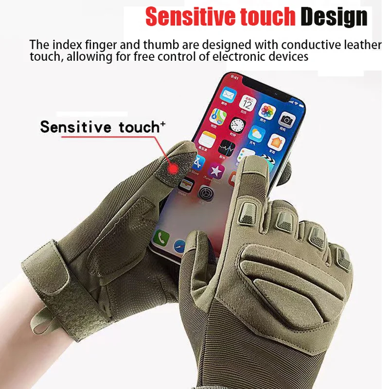 Guantes tácticos de dedo completo para hombre, manoplas militares antideslizantes para bicicleta, Airsoft, deportes al aire libre, tiro de Paintball, ciclismo - imagen 3