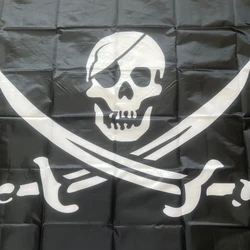 Bandera pirata Jolly Roger con calavera y huesos cruzados