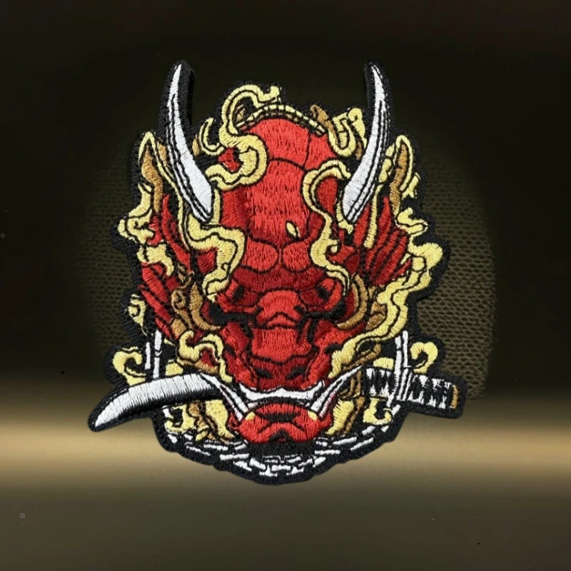 Parche táctico estilo Punk de guerrero demonio, insignia de moral con gancho y bucle, parches adhesivos decorativos para mochila para ropa - imagen 2