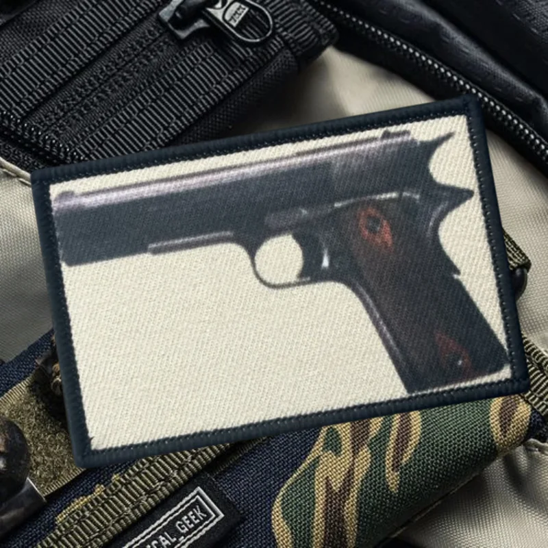 Parche de impresión de pistola Colt 1911, chaleco táctico, insignia de moral con gancho y bucle, pegatinas decorativas para mochila, parches para brazalete para ropa - imagen 5