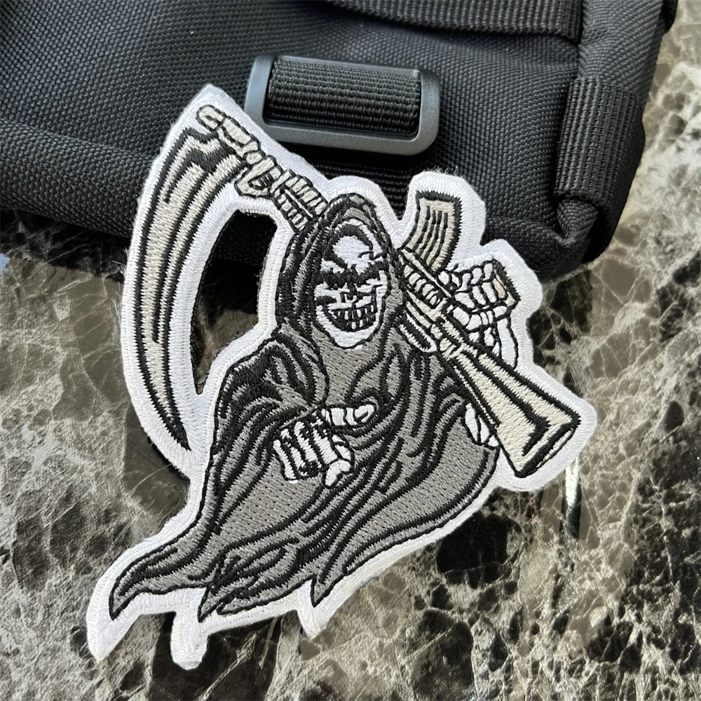 AK hoz Reaper moral parches de insignia, brazalete táctico, ejército militar, gancho y bucle, mochila, pegatinas bordadas - imagen 3
