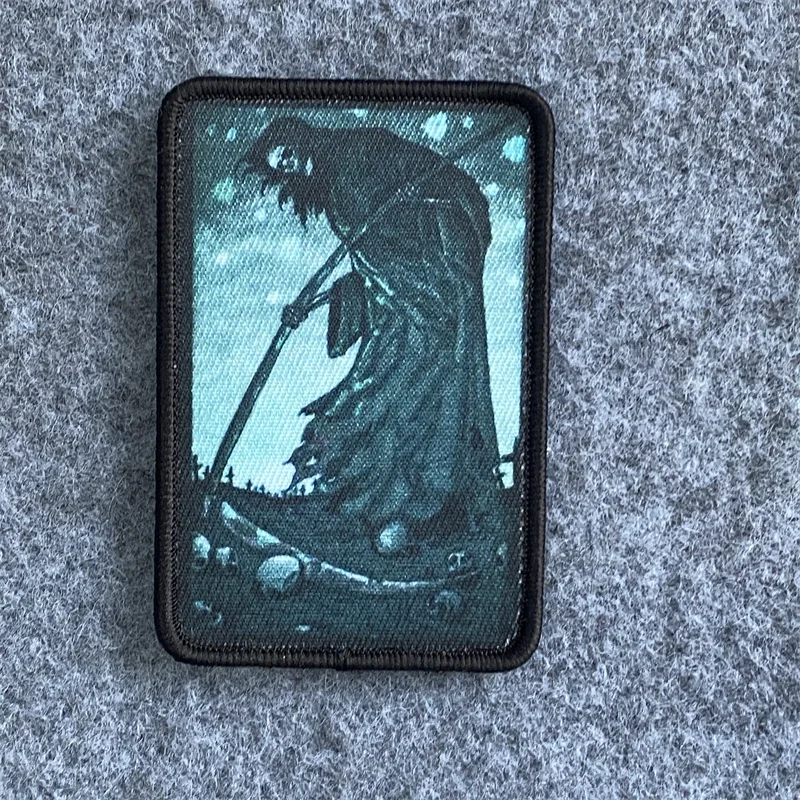 Insignia de moral táctica de calavera "Harvest", parche impreso de Calavera, gancho y bucle, brazalete, mochila, ropa, accesorios decorativos, pegatina - imagen 2