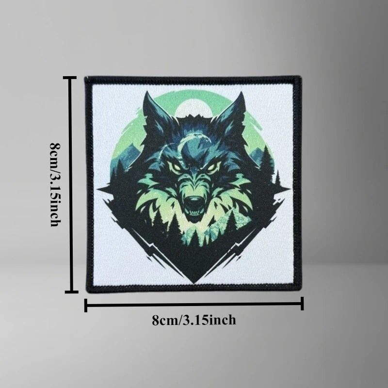 Parche táctico con estampado de lobo para ropa, insignia de moral, parches con gancho, pegatinas para mochila, brazalete - imagen 4