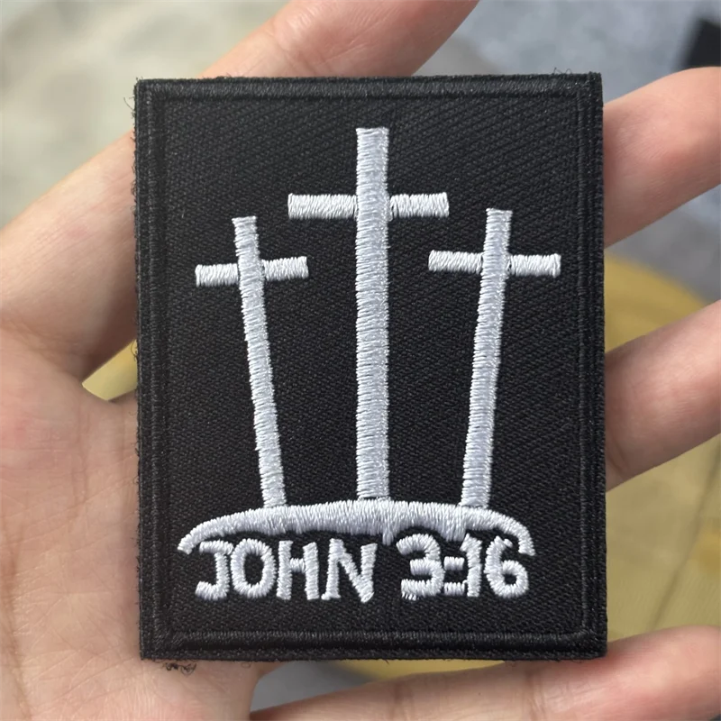 Parche bordado militar "JOHN 3:16" para ropa, insignia de moral, parches tácticos con gancho, pegatina para mochila, brazalete - imagen 2