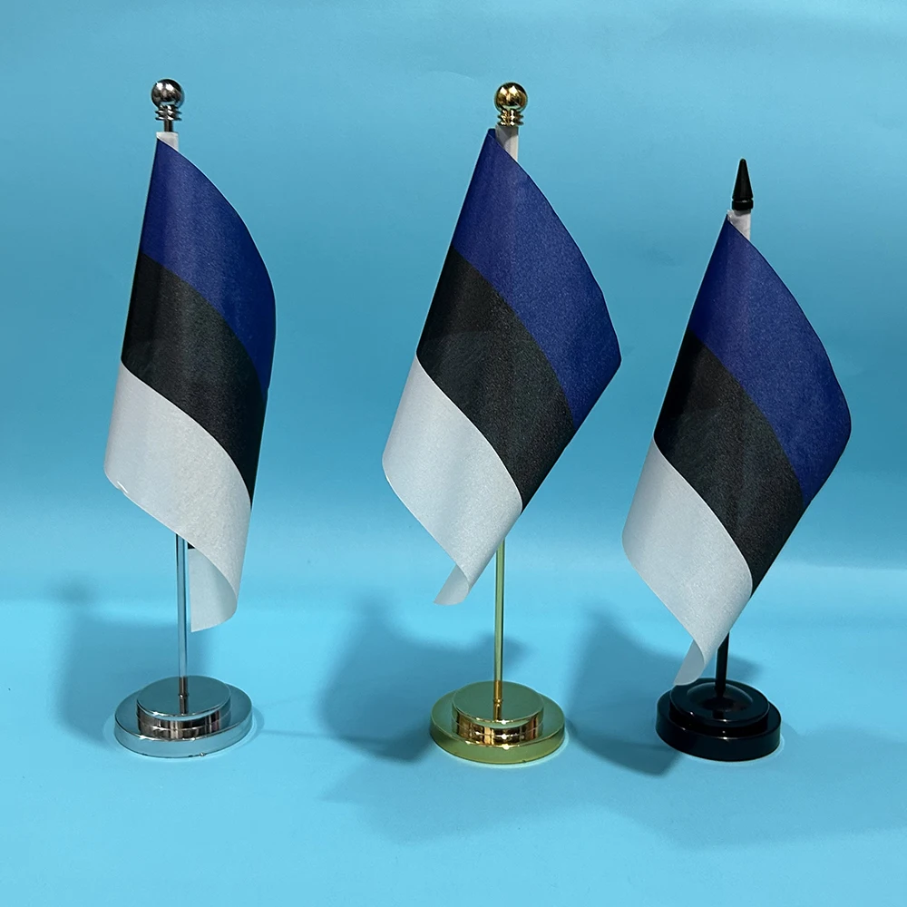 BANDERA DE SKY Bandera de escritorio de oficina Bandera de Estonia 14x21 cm bandera de poliéster de Estonia Bandera nacional Banner de país Adornos de escritorio Banderas