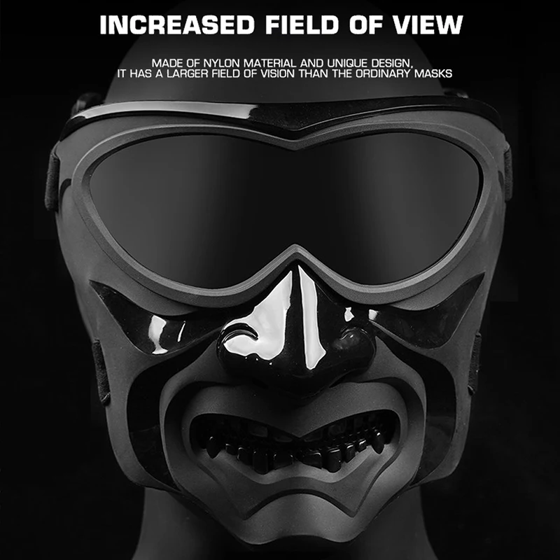 Máscara de tiro Airsoft, máscara protectora de Paintball de caballero oscuro nocturno, gafas CS aptas para casco táctico, máscaras de murciélago de Halloween - imagen 3