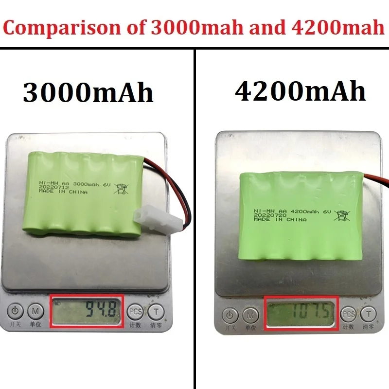 Batería Nimh AA de 6v y 4200mAh para juguetes Rc, coches, tanques, robots, pistola, paquete de baterías actualizadas de 3000mah para barco Rc, batería recargable de 6V - imagen 4