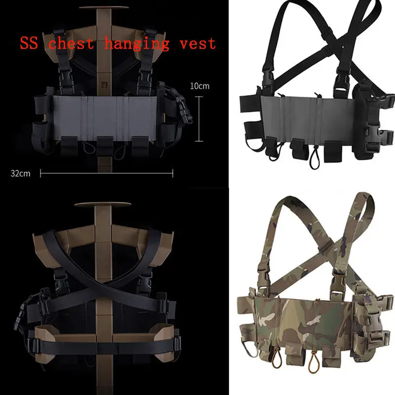 Chaleco táctico Ss para colgar en el pecho para senderismo, montañismo, ligero oculto antideslizante