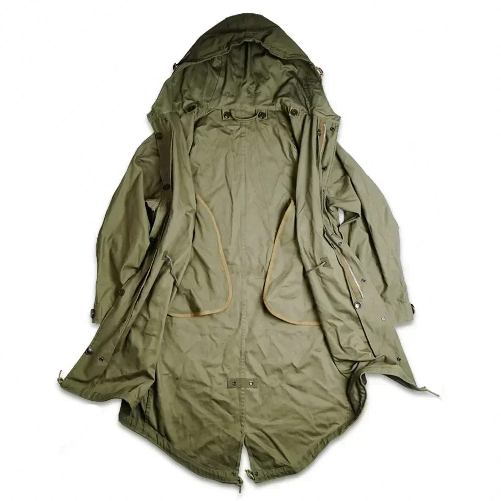 WWII WW2 M51 cazadora soldado americano abrigo cortavientos de cola de pez para hombre M1950 abrigo verde chaqueta de soldado rompevientos - imagen 2