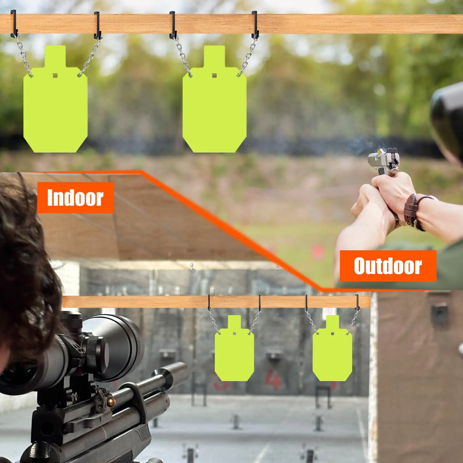 Colgador de objetivo de acero 2x4 para disparar, soportes de soporte de objetivo AR500 resistentes, Kit de soporte de montaje de Clip de gancho de tiro para rango al aire libre - imagen 4