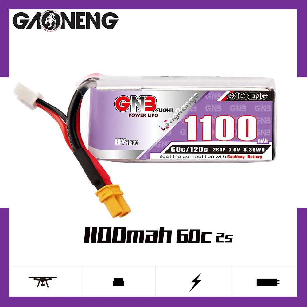 2 uds GNB 2S 3S 4S 6S batería Lipo recargable 1100mAh 1300mAh 1550mAh 1700mAh 60C para FPV Quadcopter Drone avión helicóptero - imagen 3