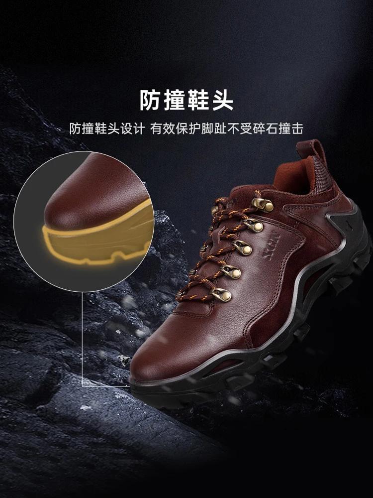 XGN-zapatos de senderismo de piel de vaca para hombre, botas de caza impermeables, botas militares tácticas de combate en el desierto, zapatillas de trekking antideslizantes para caminar - imagen 5