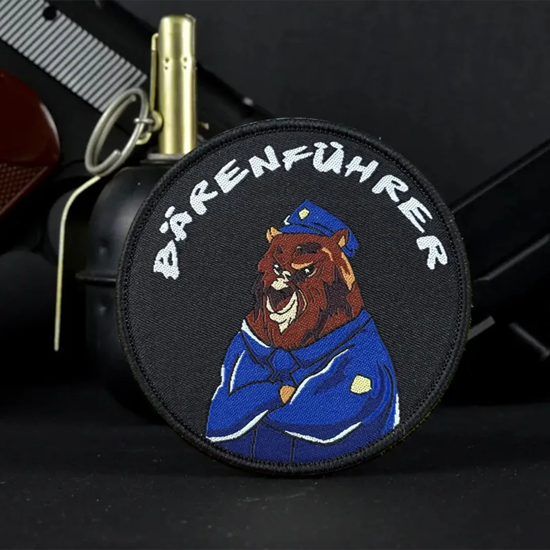 Parche táctico de oso, parches de gancho y bucle, insignia de moral tejida, brazalete del ejército militar, pegatinas para mochila