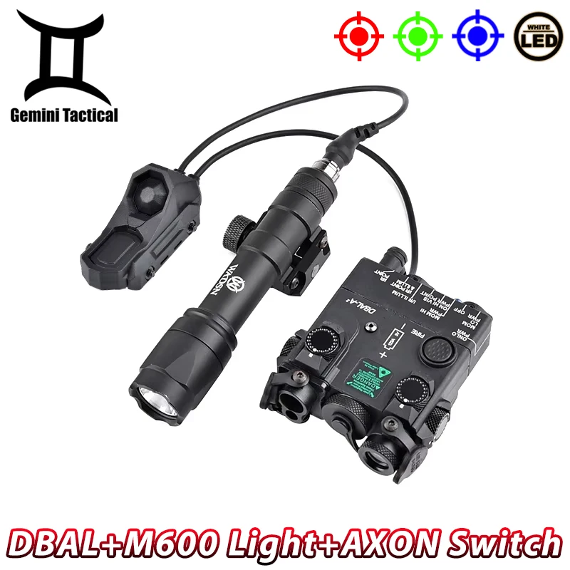 WADSN Airsoft DBAL A2 rojo verde azul punto láser táctico Surefir M600C M300A potente linterna AXON caza interruptor de Control Dual - imagen 3
