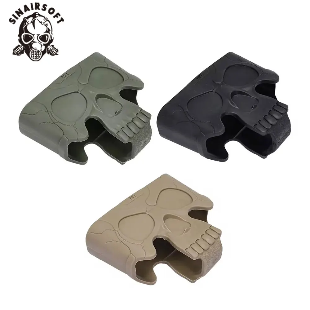 Jaula táctica de goma con calavera para revistas, bolsa de bucle Mag de tracción rápida para M4 AK AR15, accesorio Airsoft para caza y tiro, 5,56, 7,62