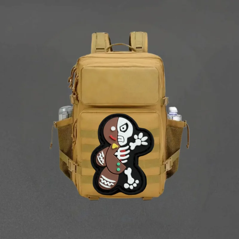 Parche de PVC brillante de pan de jengibre, insignia de moral táctica con gancho y bucle, pegatinas decorativas para mochila, parches para brazalete para ropa