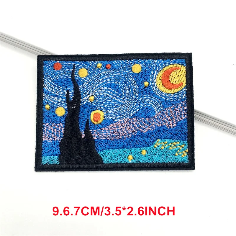 Parches bordados de Noche Estrellada de Van Gogh, apliques de montaña, pegatina para ropa, aventura al aire libre, bricolaje - imagen 5
