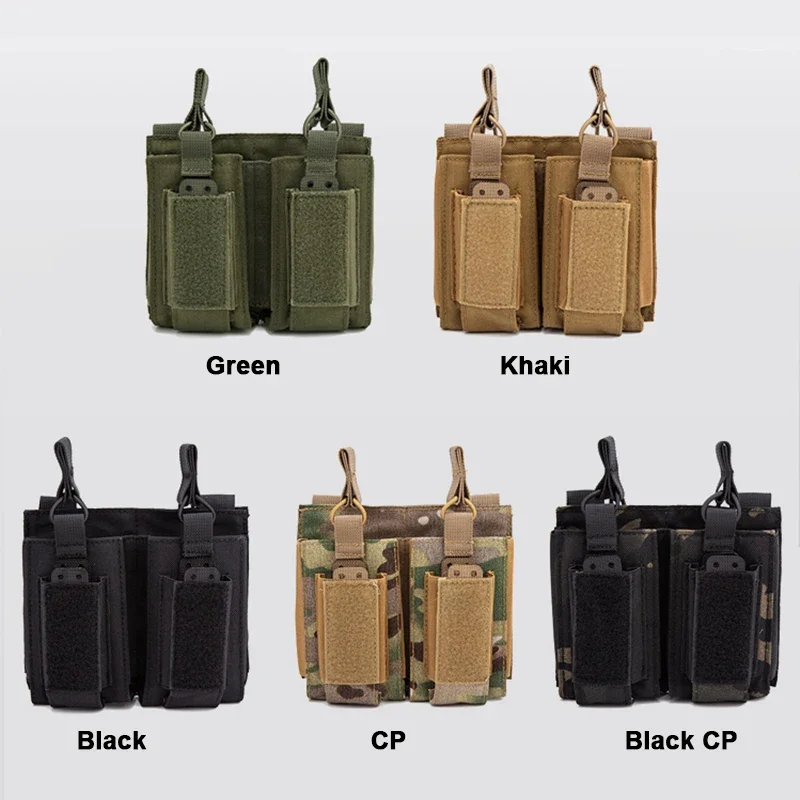 Bolsa doble con tapa abierta, bolsas para revistas de 9mm,5.56.762, mochila Mag Molle, equipo de caza, 2 capas para 2 bolsas