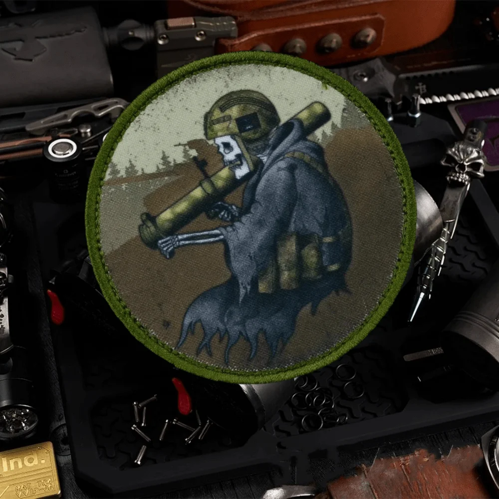 "Ghost". Parche táctico impreso, parches de gancho y bucle, insignia de moral militar, apliques, brazalete, pegatinas para mochila