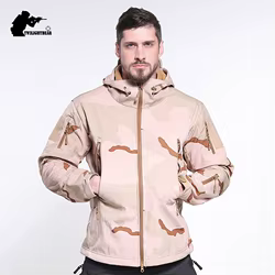 Chaqueta SoftShell impermeable para hombre, ropa de caza de camuflaje, chaquetas de forro polar con múltiples bolsillos, abrigos de escalada para acampar al aire libre
