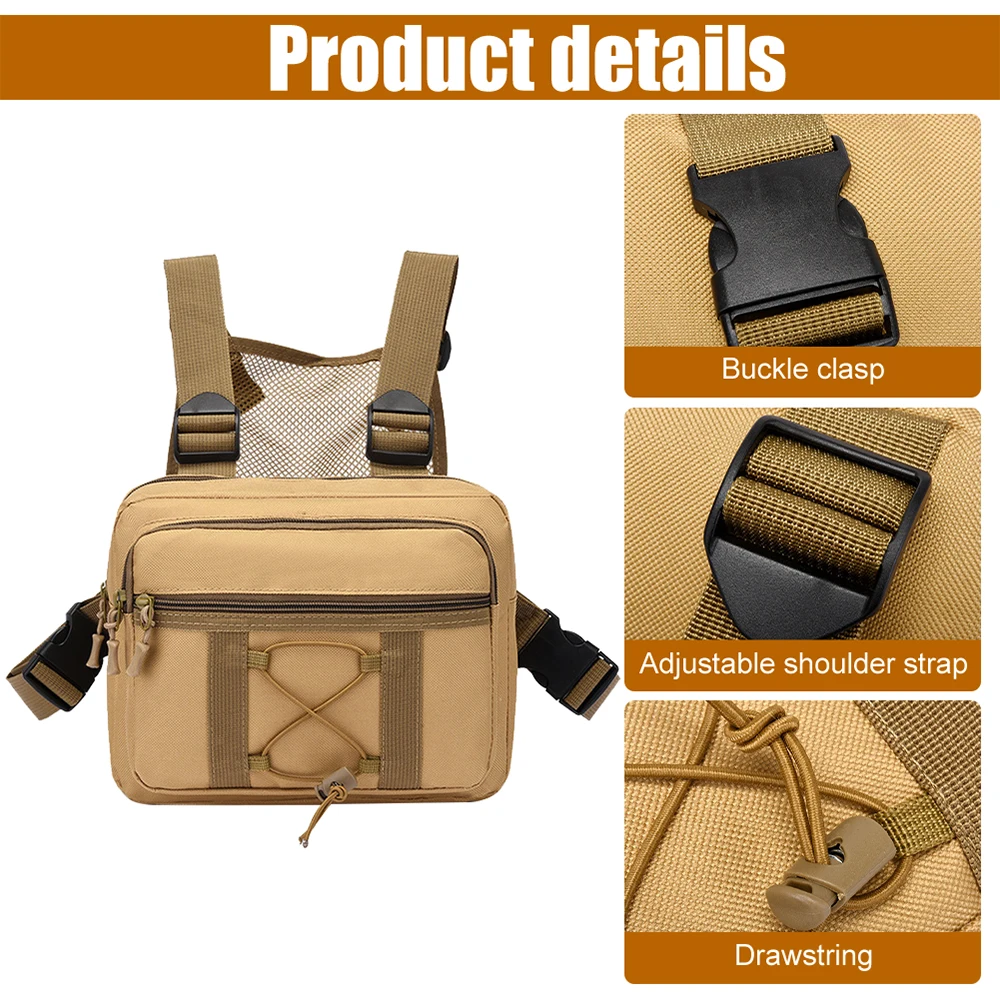 Bolsa de pecho táctica multifunción Molle, chaleco de hombro para hombres y mujeres, bolsa EDC para senderismo al aire libre, Camping, bolsillo táctico suave - imagen 5