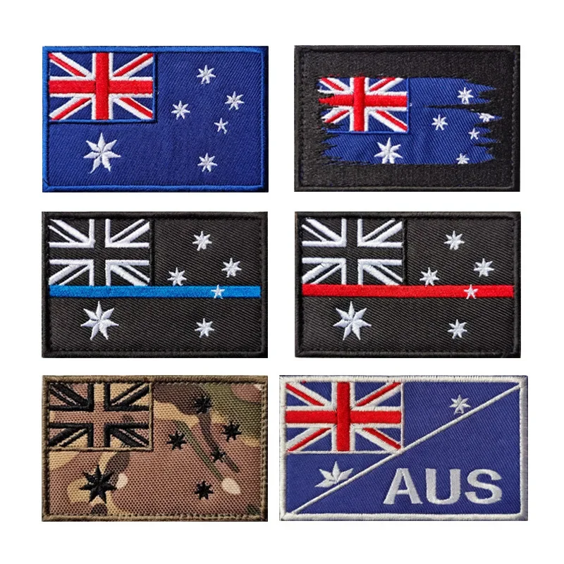 Parches reflectantes IR con bandera de Australia, pegatina bordada australiana de goma con apliques para mochila de ropa