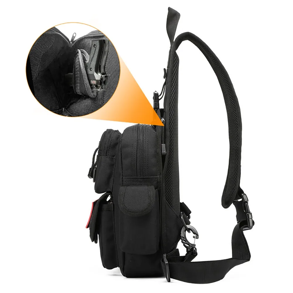 Bolsa de pistola táctica, bolsa de transporte para pistola, funda para pistola oculta, bolsa de transporte para pistola, bolsa de herramientas EDC para exteriores, mochila con eslinga ajustable - imagen 4