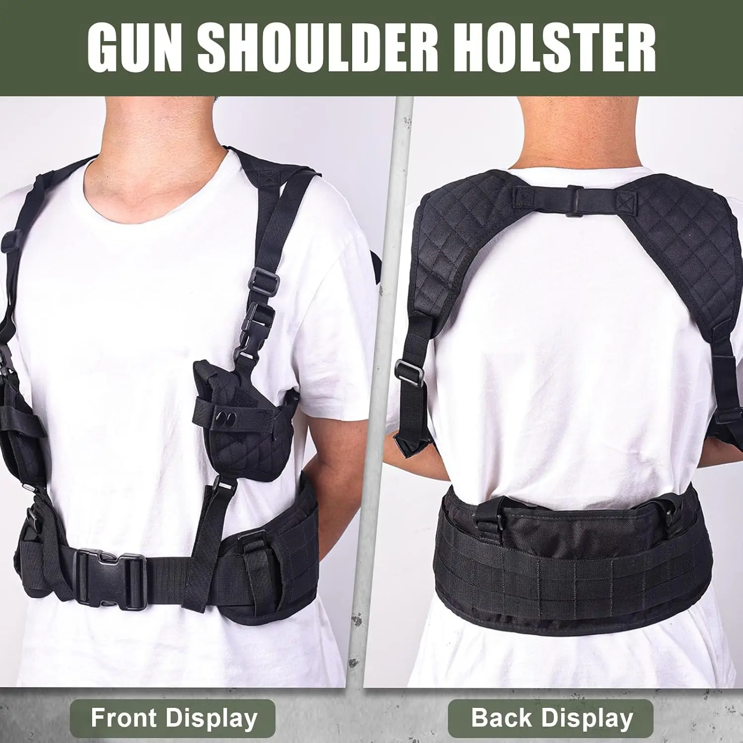 Deslculo táctico, estuche para pistola de hombro, adecuado para ambas manos, actividades al aire libre de caza ajustables - imagen 2