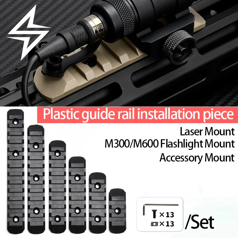 MLOK Panel de cubierta de riel de nailon para láser, linterna/accesorio para Rifle, montaje de riel Picatinny de 20mm, Kit de caza táctico, montaje m-lok