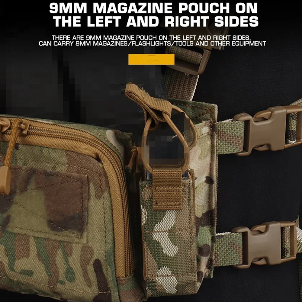 Equipo de pecho táctico D3CRM Triple 5,56, bolsa para revistas, chaleco de caza, ambos lados, linterna Mag de 9MM, bolsa de herramientas, equipo Airsoft - imagen 5