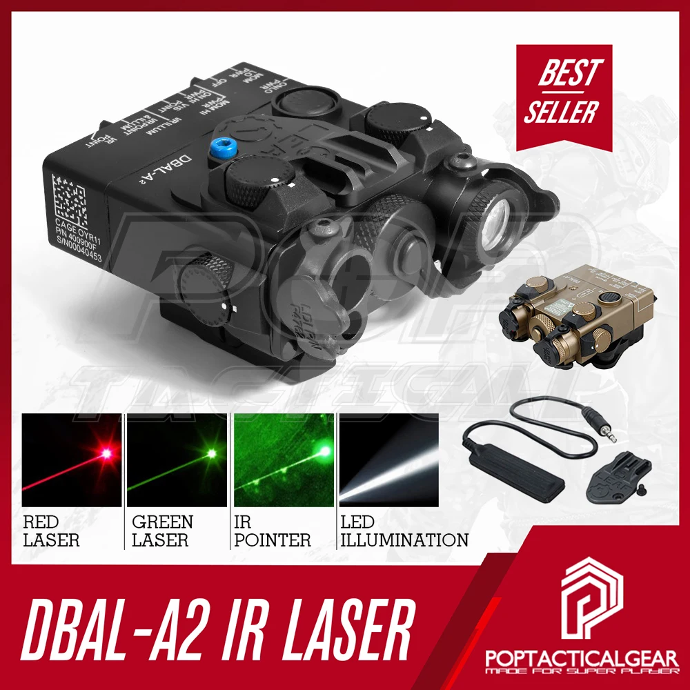 DBAL-A2 verde rojo IR láser caza DBAL-A2 luz LED linterna arma luces láser equipos luz Airsoft juego de guerra táctico