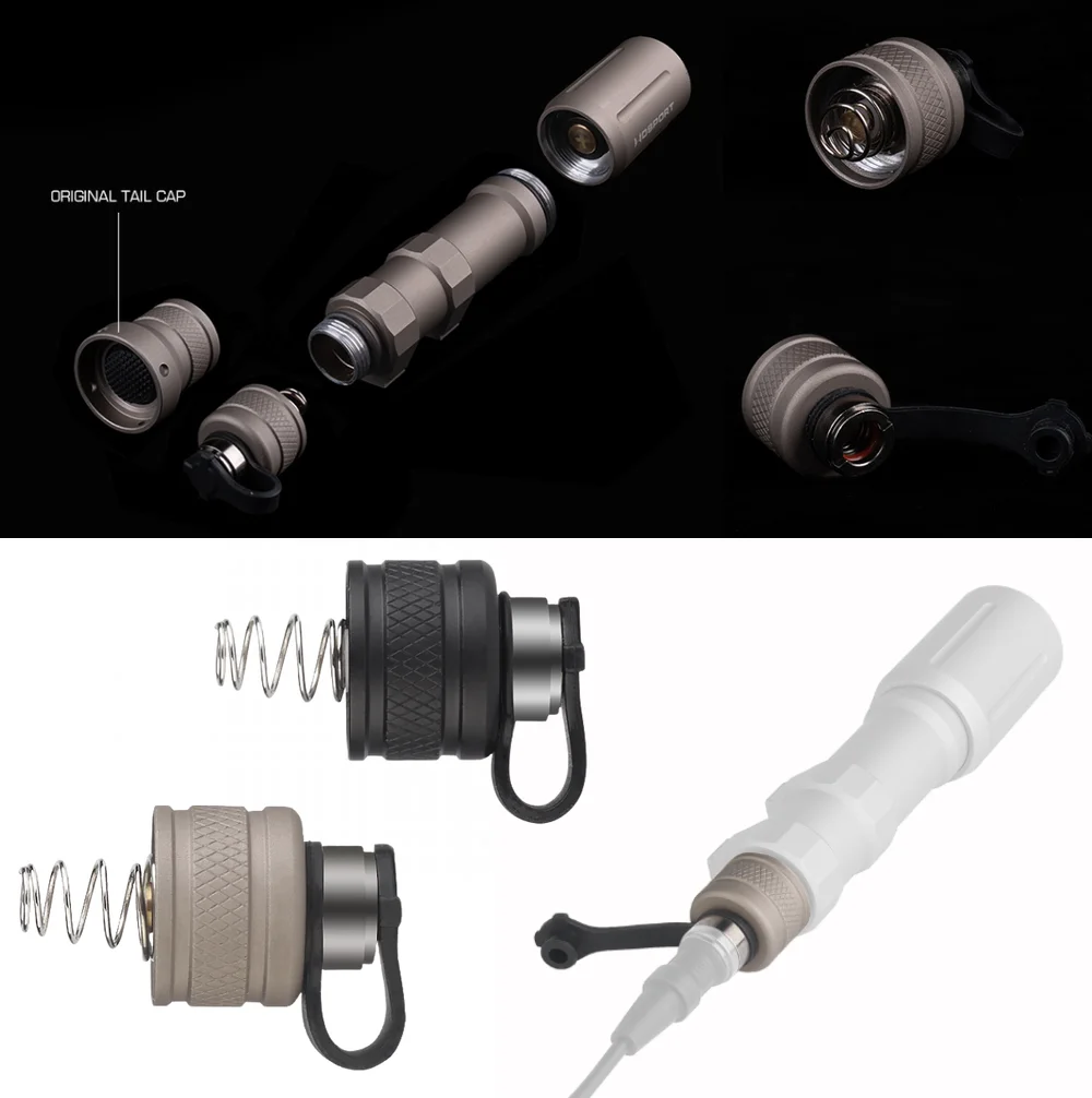 Linterna táctica con tapa trasera de Metal, cubierta de interruptor de presión para Airsoft SF, luz de caza - imagen 2