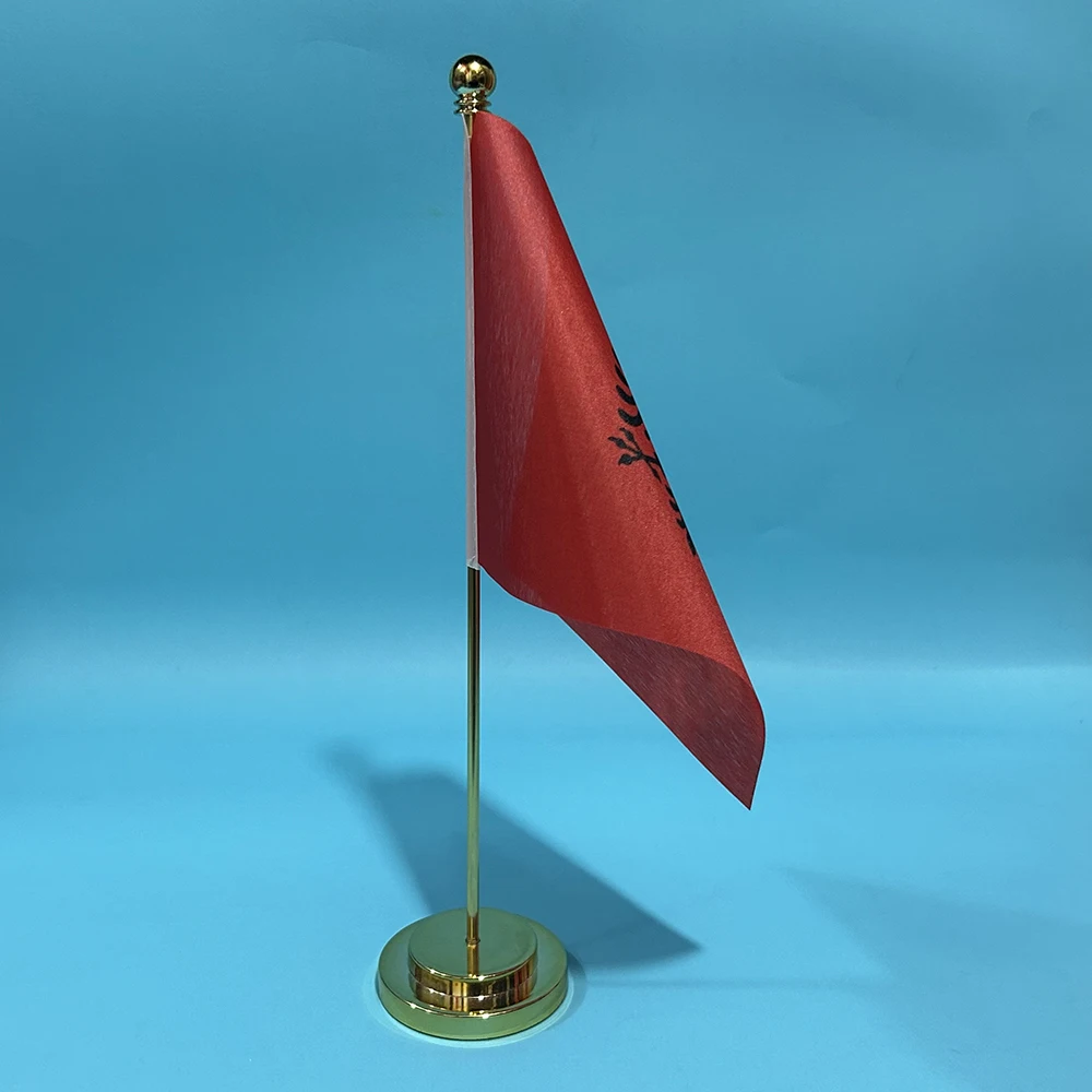 BANDERA DE SKY, bandera de escritorio de oficina de Albania, bandera de mesa de 14x21cm, bandera nacional de Albania, adornos de escritorio, banderas - imagen 3