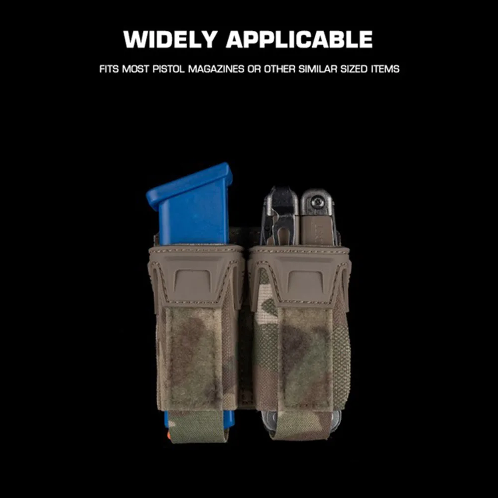 Funda para revista de pistola estilo Agilit, doble bolsa Mag de 9MM con placa de cubierta protectora, cinturones tácticos MOLLE de liberación rápida, equipo - imagen 5