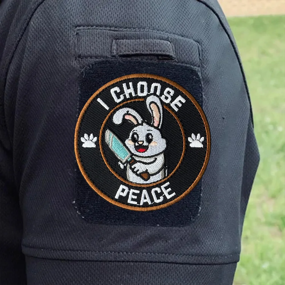 Parche táctico moral conejo I Choose PEACE bordado con gancho