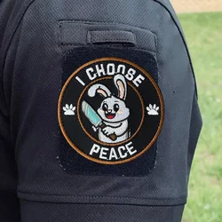 Parche táctico moral conejo I Choose PEACE bordado con gancho