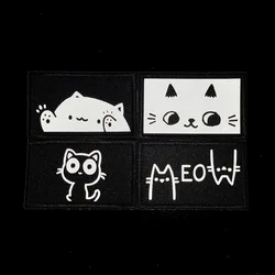 Parche táctico reflectante gato creativo para mochila, gancho y bucle