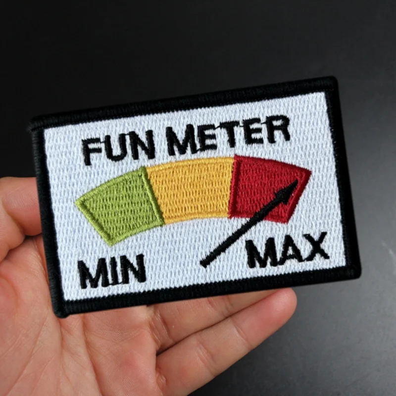 Parche táctico de medidor divertido, brazalete bordado, insignia de moral, gancho, parches militares, mochila, pegatinas para ropa