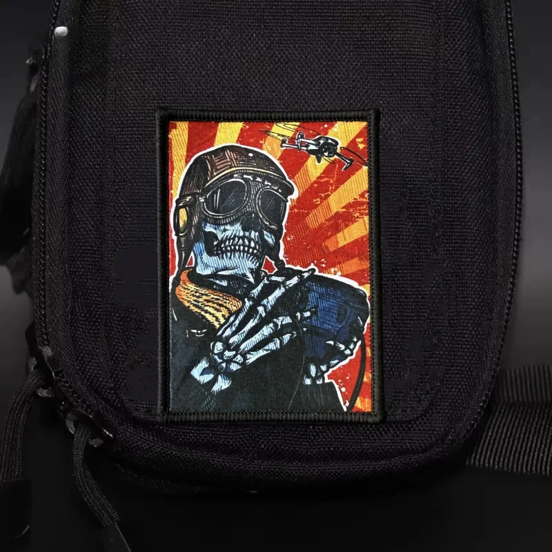 Parche táctico de calavera, insignia de moral militar, mochila con gancho y bucle estampado, accesorios de decoración de ropa, brazalete adhesivo