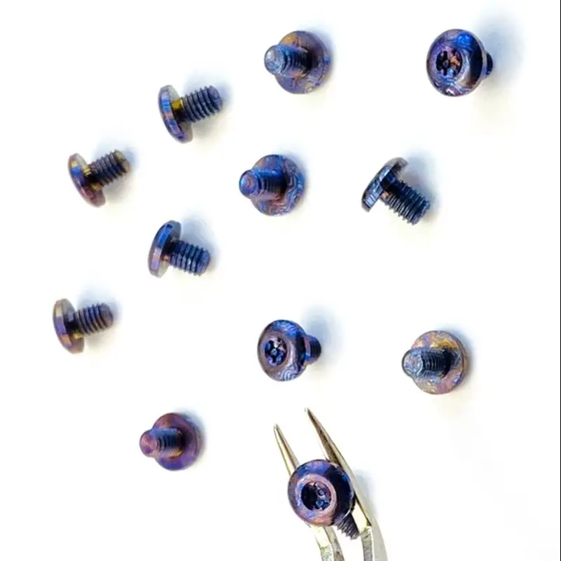 Mango de cuchillo de Material CNC Timascus, accesorios de fabricación DIY, tornillos de rosca M4 de titanio, cabeza de botón Torx T10, remache de husillo, clavo