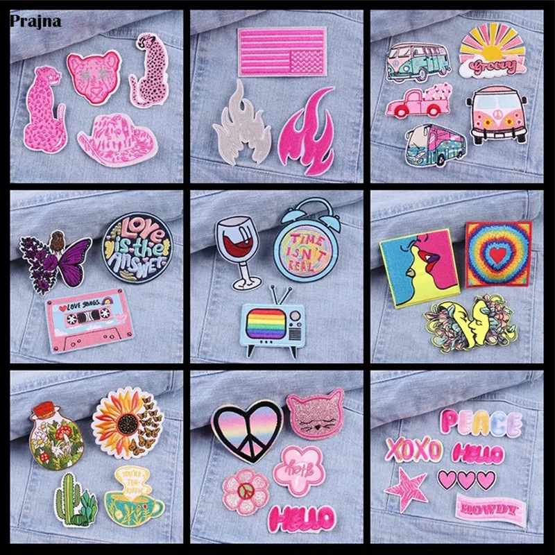 Parche bordado de dibujos animados para ropa, parches termoadhesivos para planchar en chaquetas, insignia de costura, 3 piezas