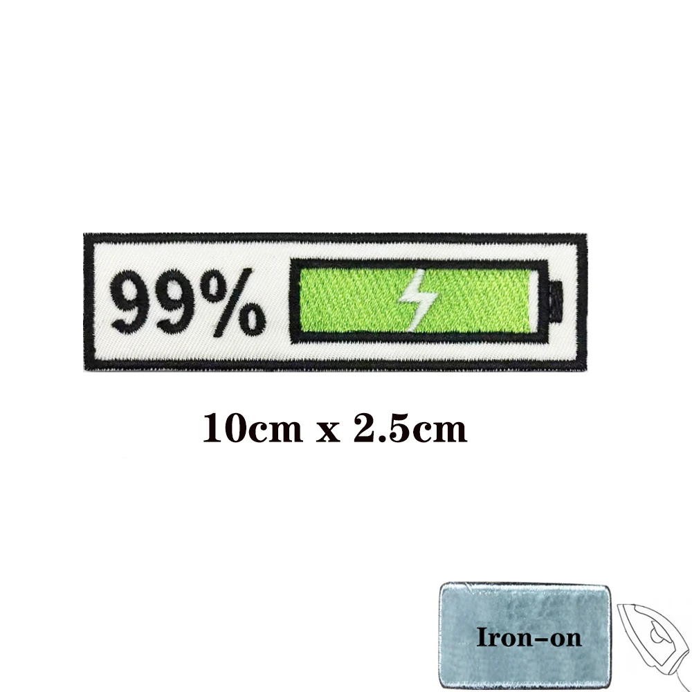 Power Display-parches bordados de gancho y bucle para ropa, brazalete izquierdo 99%, insignia militar a rayas, potencia de carga 1% - imagen 2