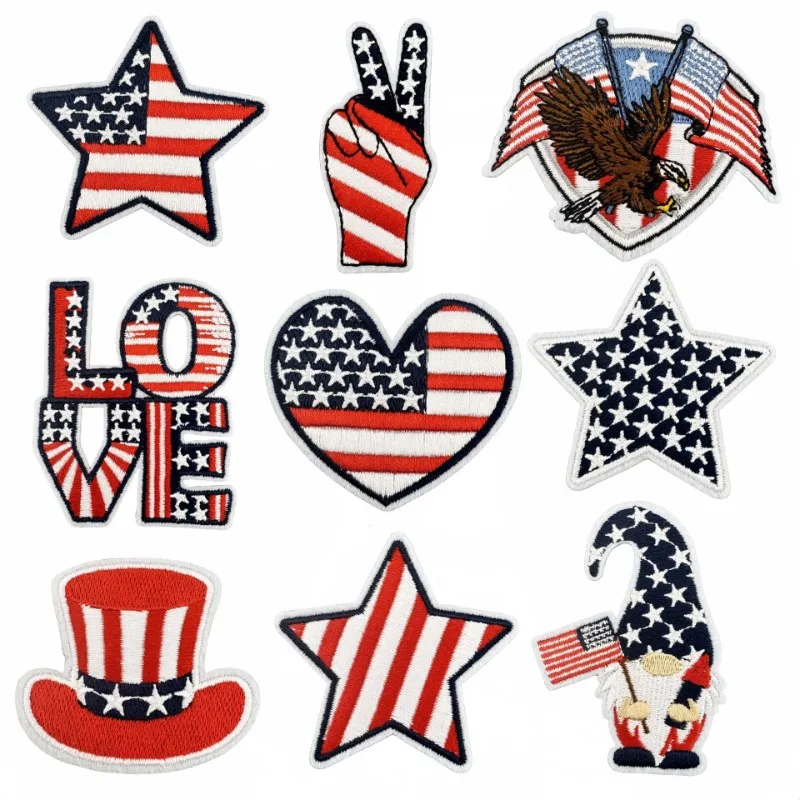 Parches bordados del 4 de julio para ropa, parche de águila calva de estilo americano, parches para planchar en ropa, insignias decorativas del 4 de julio de EE. UU. - imagen 2